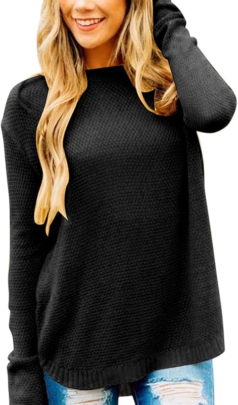 MEROKEETY Women&#39;s 2024 Fall Long Sleeve Oversized Crew Neck Solid Color Knit Pullover Sweater Tops