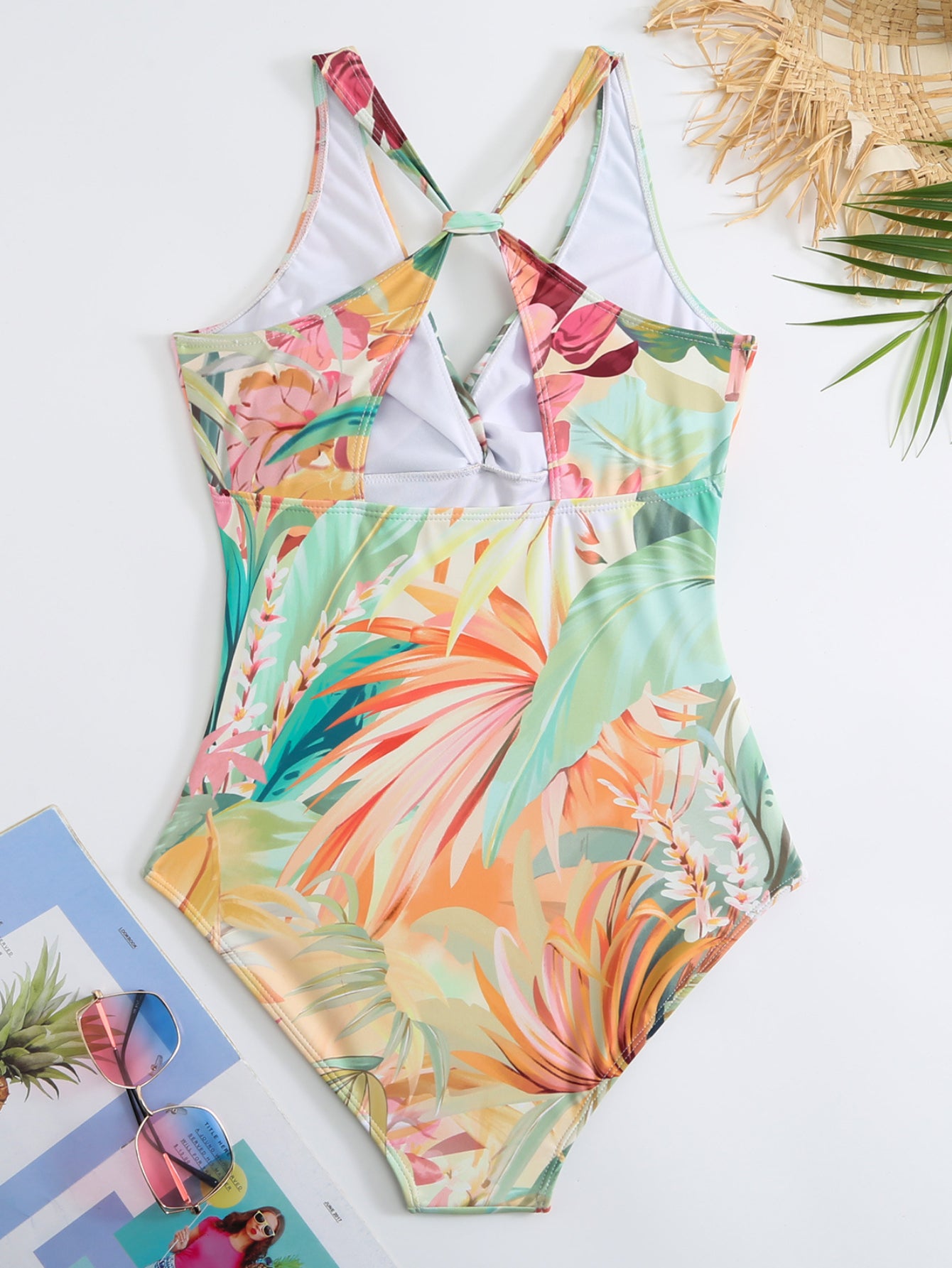 Women's Tropical Print One Piece Swimsuit with Cover up Beach Skirt Sarong Two Piece Floral Printed V Neck Tummy Control High Cut Monokini Swimsuit Bathing Suit Women's Swimwear & Clothing - Seldom Seen Styles