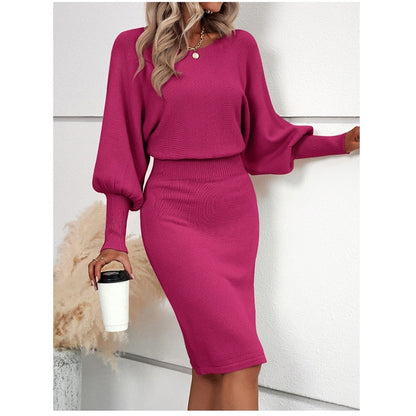 Autumn Winter Sexy Solid Color Hip Dress