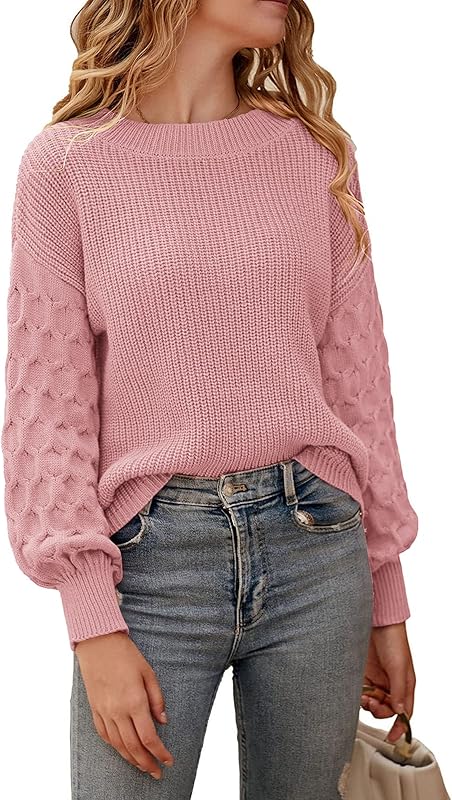 PRETTYGARDEN Women 2024 Winter Pullover Sweater Casual Long Sleeve Crewneck Loose Chunky Knit Jumper Tops Blouse