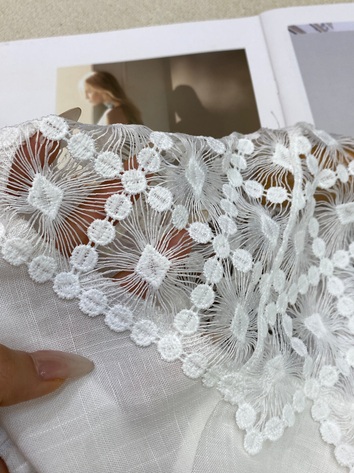Women's Lace Patchwork Puff Sleeve Blouse Shorts Two-Piece Set Linen Cotton Summer Beach Vacation Outfit