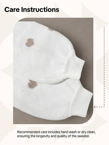 Women's All Over Heart Print Drop Shoulder Sweater, Casual Long Sleeve Round Neck Jumper for Fall & Winter, Fashion Ladies' Knitwear for Daily Wear