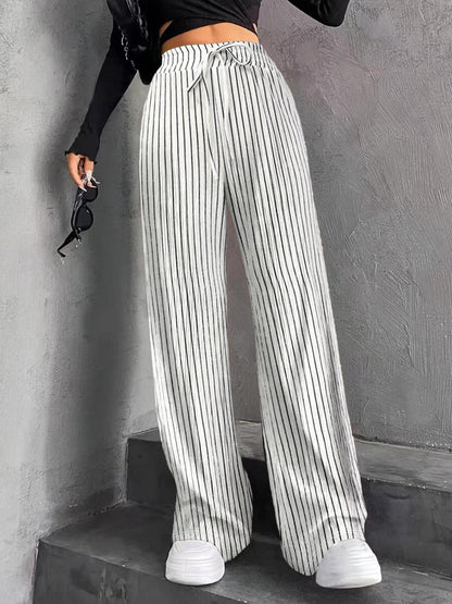 Women's Wide Leg Sweatpants Baggy Pants Lounge Yoga Knit Waisted Comfy Striped Workout Pants