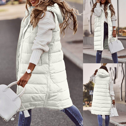 Open Front Hat Coat, Casual Sleeveless Long Coat, Women's Clothing