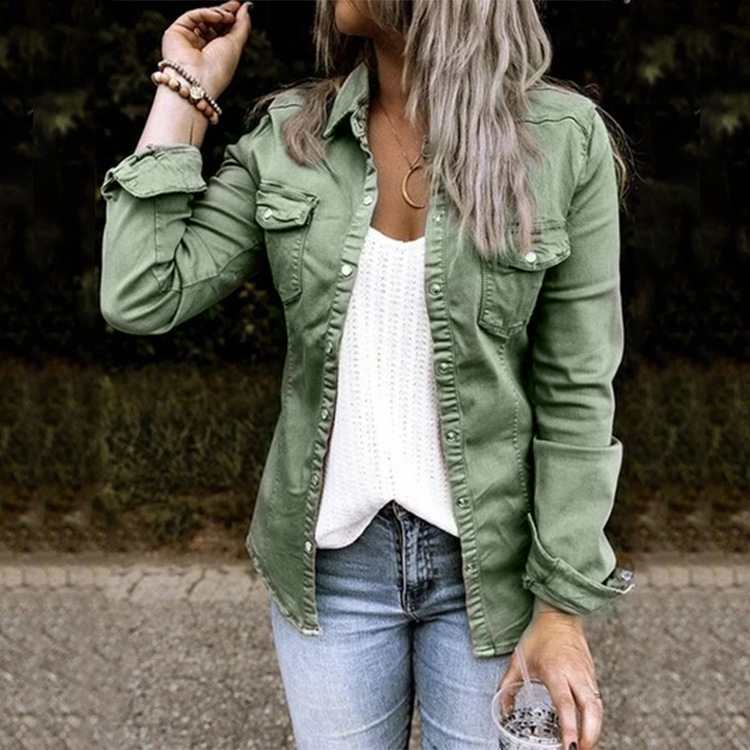 Women Button Down Denim Shirt Chambray Snap Buttons Lightweight Utility Anorak Military Jacket Coat 2025 - Seldom Seen Styles