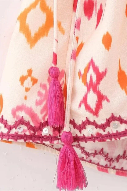 Women's Boho Embroidered Cami Top Deep V Flowy Summer Tank