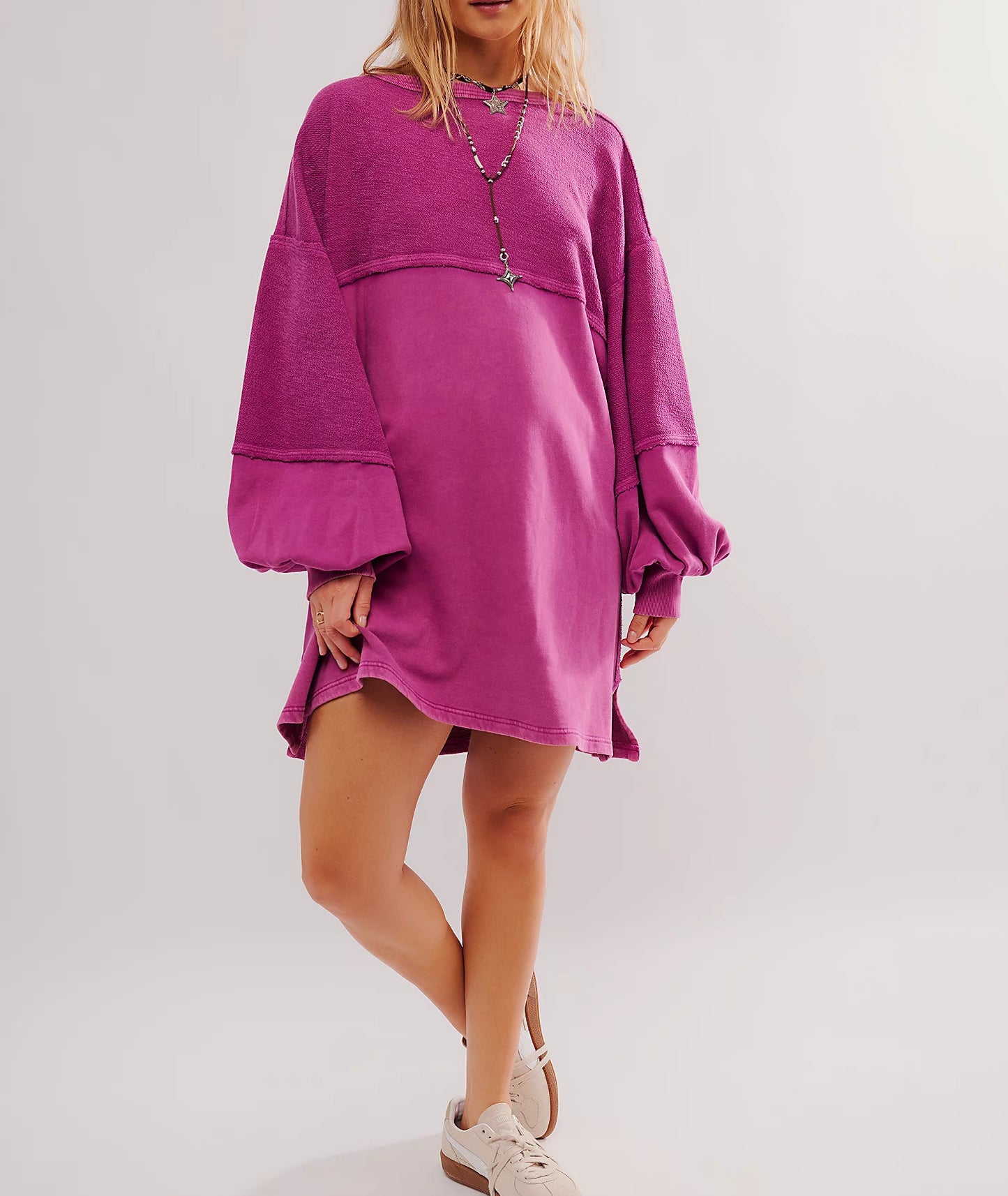 Women's Summer Loose T-Shirt Star Patch Long Sleeve Crew Neck Casual Tops Streetwear - Seldom Seen Styles