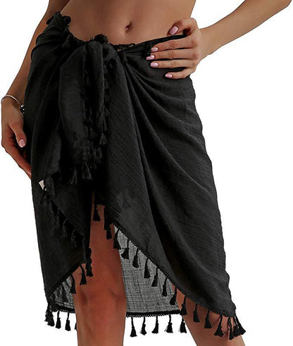 Women Beach Sarong Wraps with Tassels Swimsuit Coverup Summer Bathing Suit Cover Up Casual Swimwear