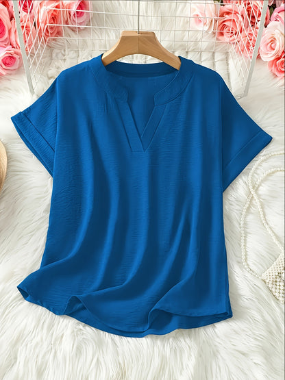Women's Plain Shortsleeve Blouse, Casual Solid Color Top for Daily Wear, Ladies Clothes for All Seasons, Womenswear, Shirtswomen