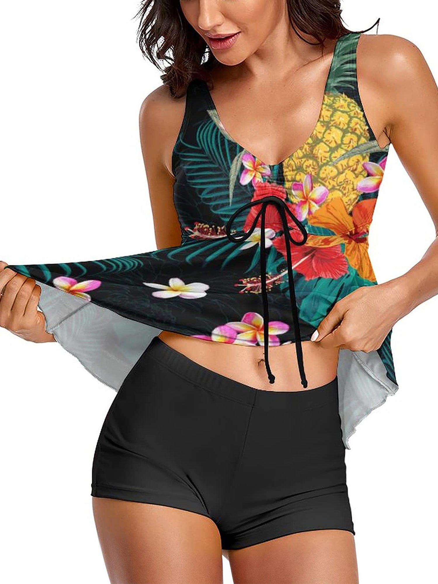 Swimsuits for Women Two Piece Floral Print Bathing Suits with Boyshorts - Seldom Seen Styles