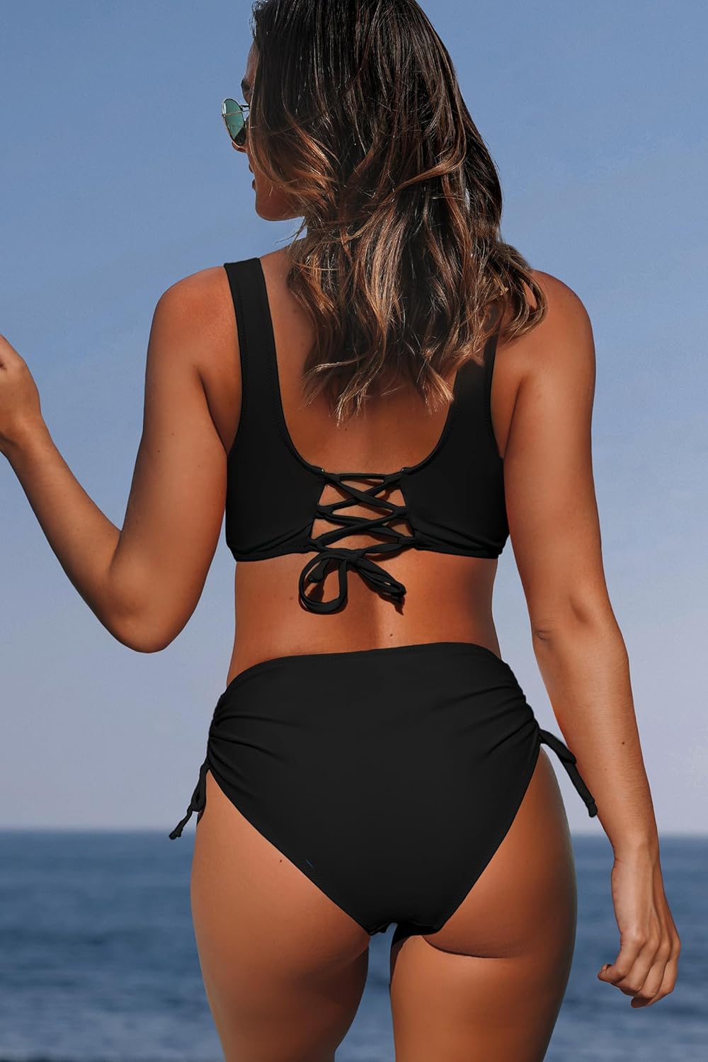 Women's High Waisted Bikini Twist Front Tie Back 2 Piece Swimsuits - Seldom Seen Styles