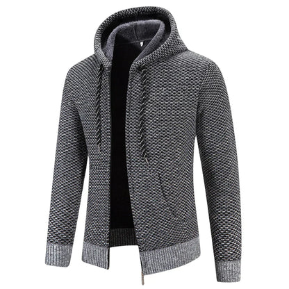Men's Fleece Clothes Knit Cardigan Jumper Hooded Jackets Brown Sweaters Warm Harajuku Coat