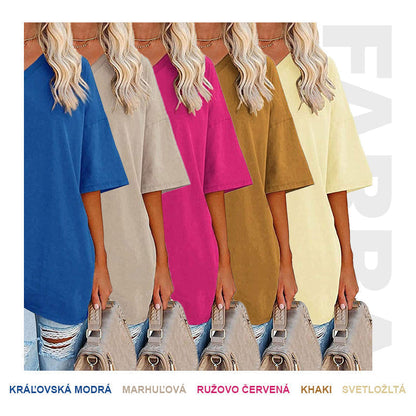 Women's Loose Fit V-Neck T-Shirt Short Sleeve Casual Summer Tops Solid Color Lightweight Breathable Cotton Blend Tee Shirt for Women