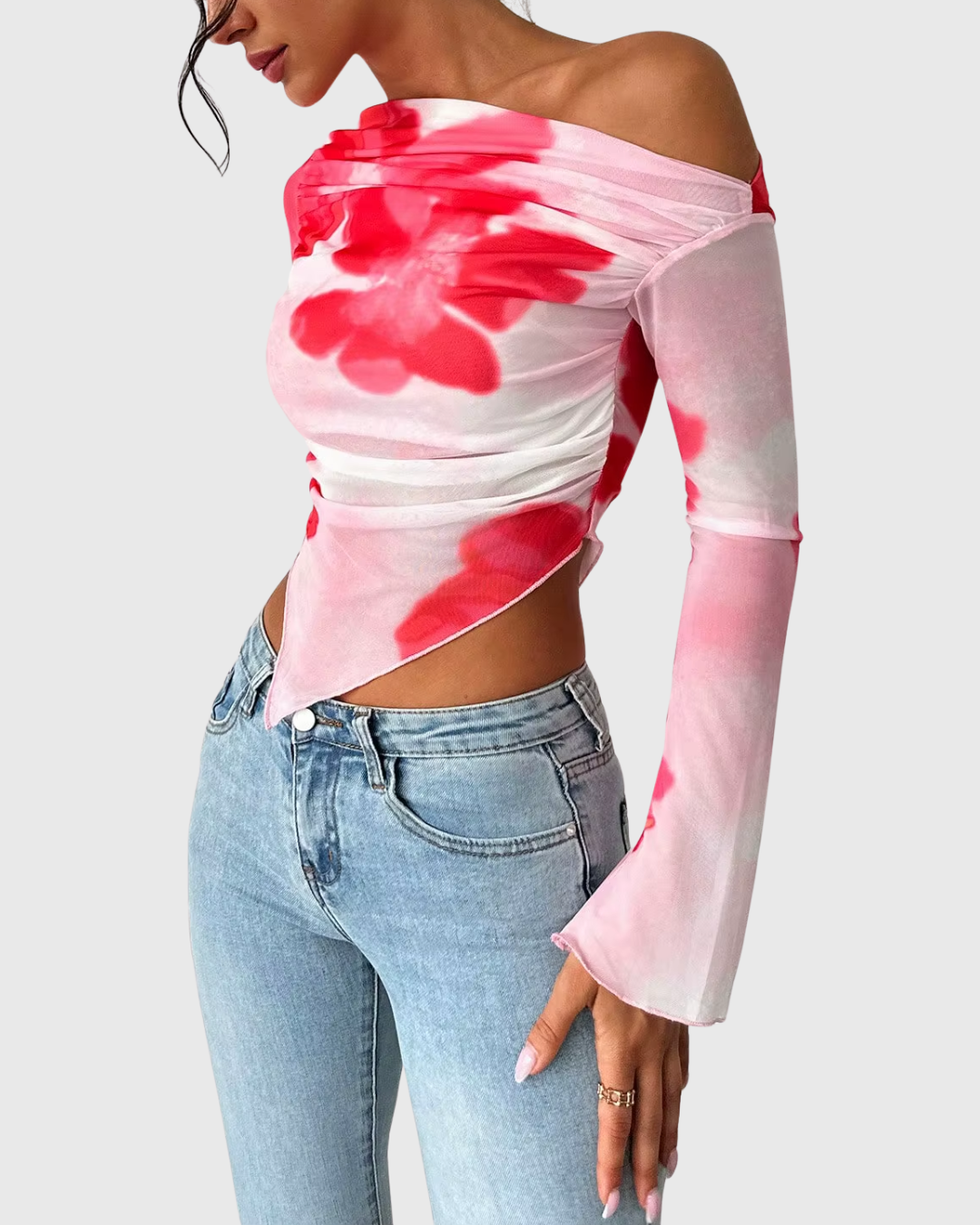 Floral Dye Off-Shoulder Top - Seldom Seen Styles