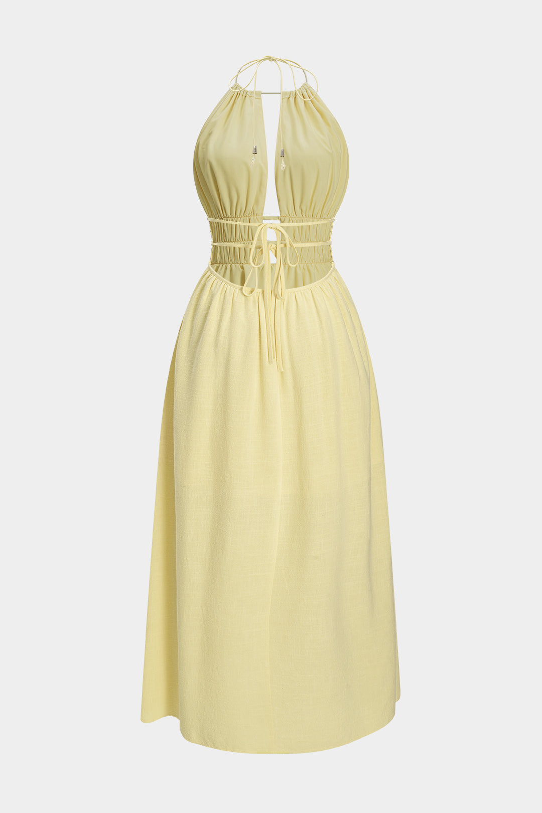 Women's Halter Neck Cut Out Sleeveless Maxi Dress Fitted Bodycon Rayon Blend Party Dress for Wedding Guest Date Night Summer Vacation - Seldom Seen Styles