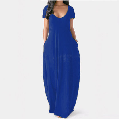 Robe de détente unie à poches pour femme, robe longue basique décontractée et confortable à manches longues, idéale au quotidien, vêtements de nuit pour toutes les saisons, tenue de détente, élégante, chemise de nuit pour femme, vêtements de nuit 
