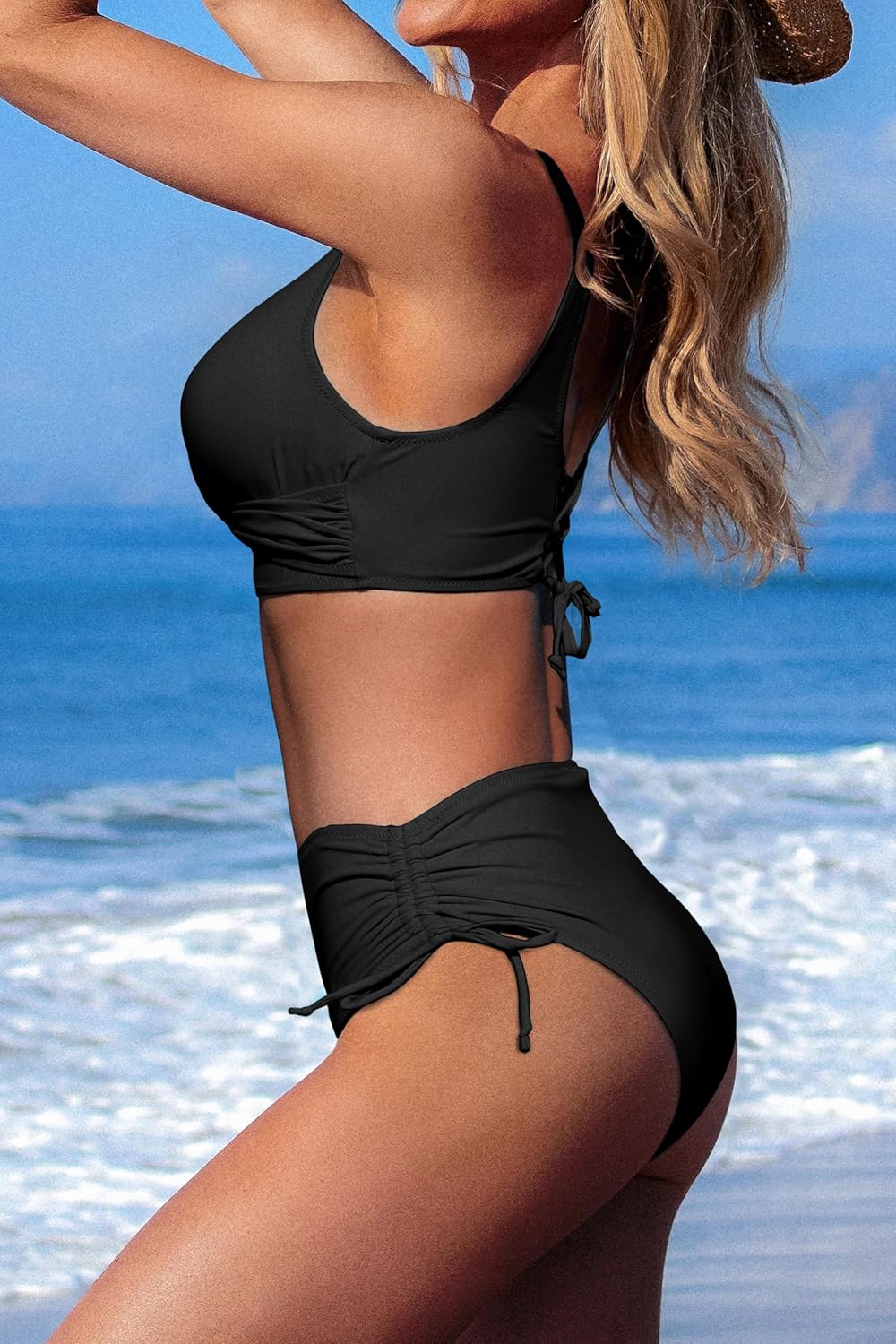 Women's High Waisted Bikini Twist Front Tie Back 2 Piece Swimsuits - Seldom Seen Styles