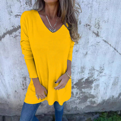 Long Sleeve V Neck Sweaters for Women Baggy Fall Fashion Casual Pullover Lightweight Sweaters for Women