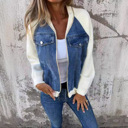 Casual V-neck Zipper Jacket