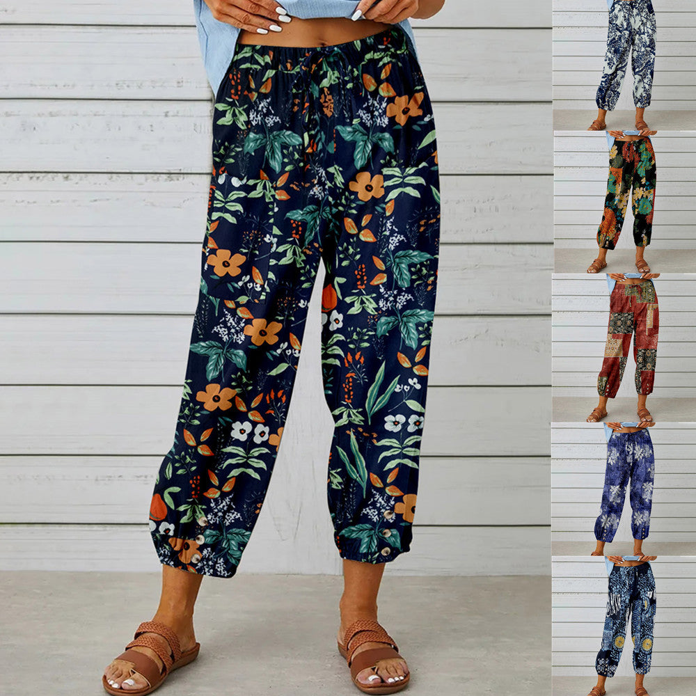 Women's Casual Lantern Tapered Harem Pants Loose Fit Style Flax Ankle Trousers Summer Baggy Slacks with Pocket - Seldom Seen Styles