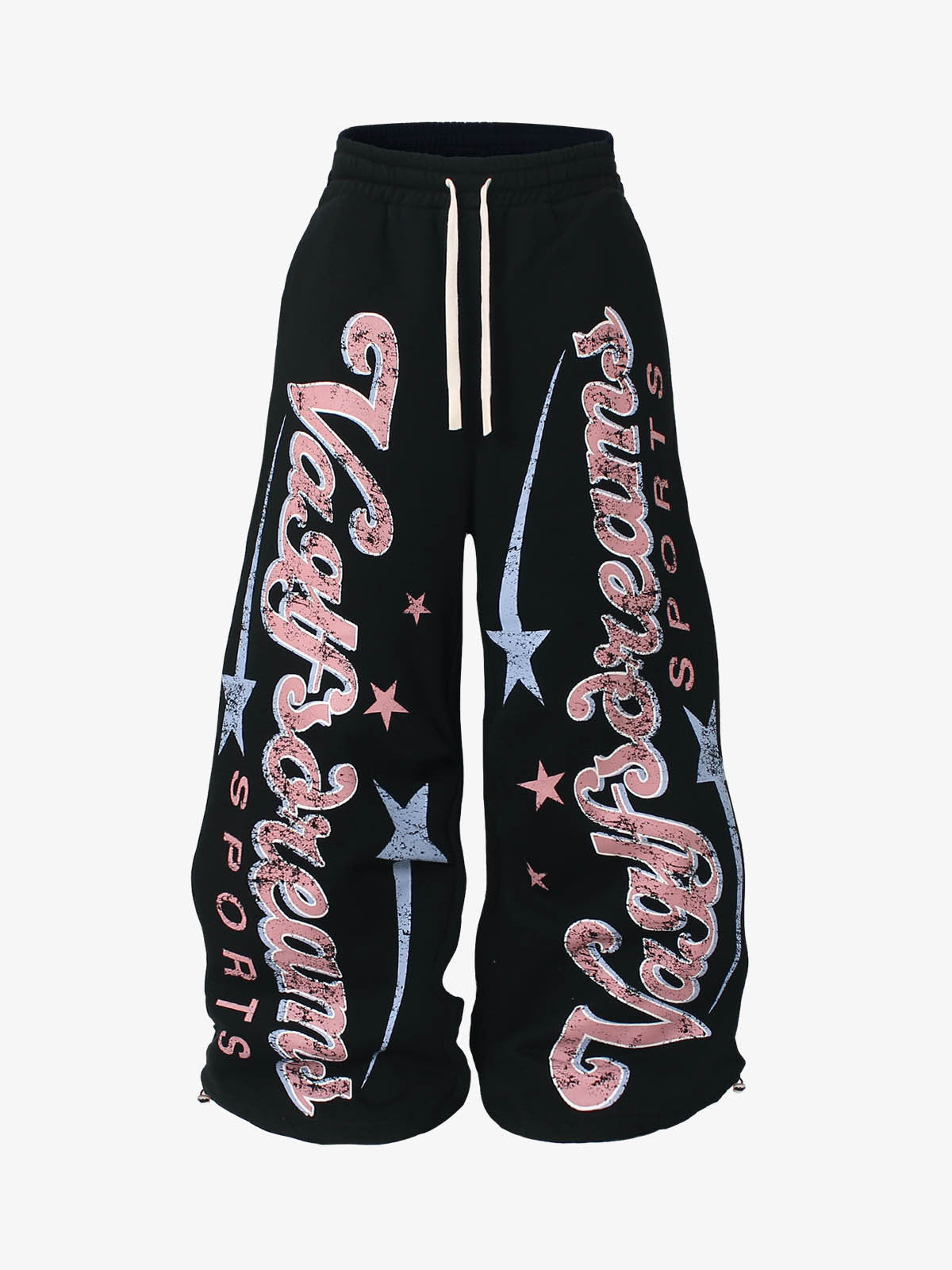 Retro Graphic Fleece-Lined Baggy Sweatpants