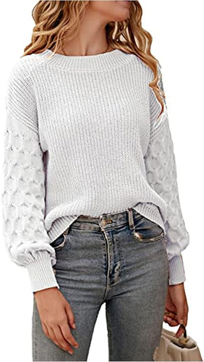 PRETTYGARDEN Women 2024 Winter Pullover Sweater Casual Long Sleeve Crewneck Loose Chunky Knit Jumper Tops Blouse