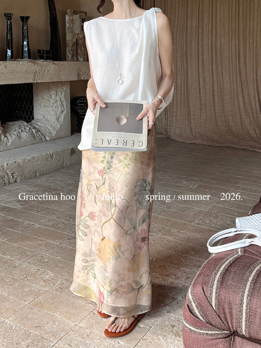 Vintage Oil Painting Floral Print Midi Skirt 100% Polyester Side Zip A-Line Elegant Summer Skirt - Seldom Seen Styles