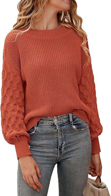 PRETTYGARDEN Women 2024 Winter Pullover Sweater Casual Long Sleeve Crewneck Loose Chunky Knit Jumper Tops Blouse