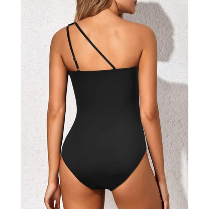 One Shoulder One Piece Swimsuit for Women Tummy Control Bathing Suits Modest Full Coverage Keyhole Swimwear - Seldom Seen Styles