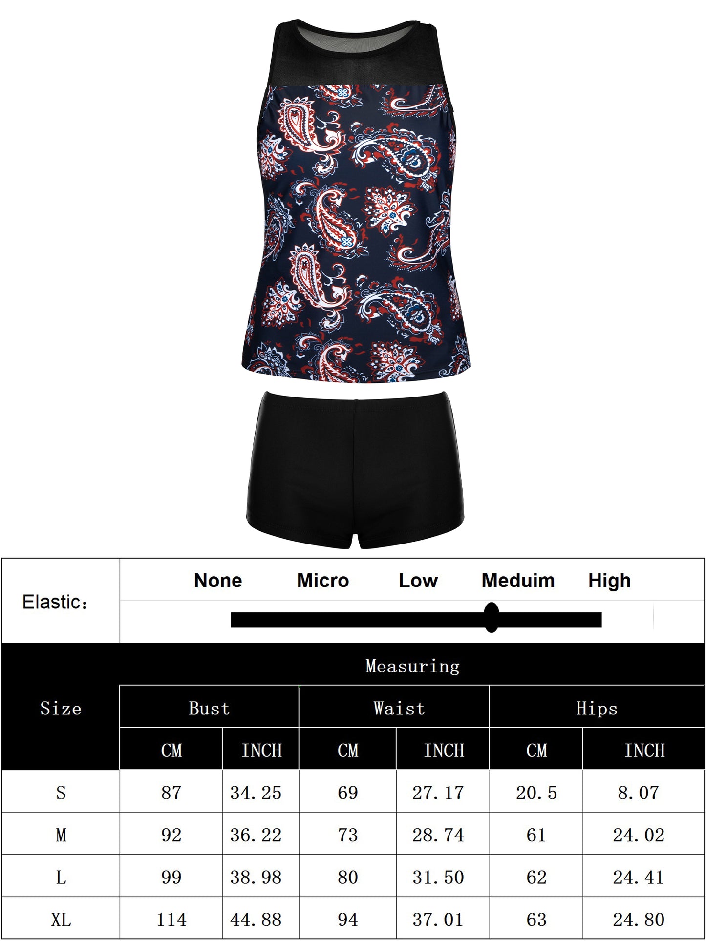 2 Piece Tankini Bathing Suits for Women with Shorts Athletic Swimsuits Mesh Swim Tank Tops with Boy Shorts - Seldom Seen Styles