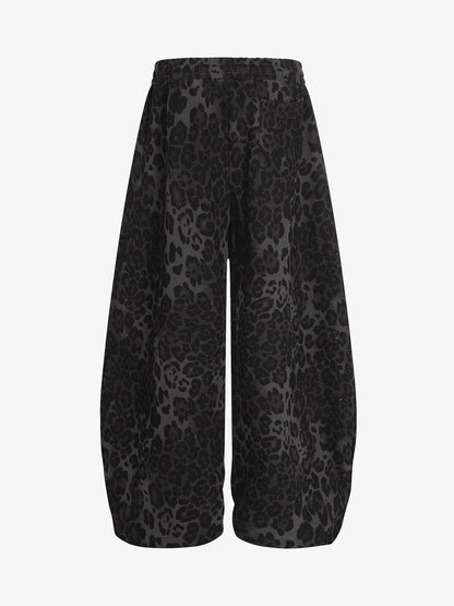 Leopard Print Adjustable Hem Barrel Pants