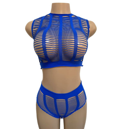 Sexy Lingerie Fishnet Bodysuit Tube Top Bikini One-Piece Mesh Bodycon Dress