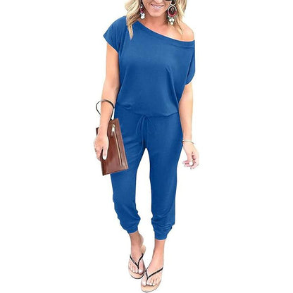 Women's Jumpsuit Plus Size S-XXXL Off-Shoulder Elastic Waist Stretchy Loose Minimalist Comfy Clothes Casual Outdoor Lightweight Romper - Fabric - Womenswear