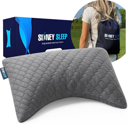 Sidney Sleep Adjustable Curved Contour Fill Pillow – Queen Size – for Side and Back Sleepers – Neck & Shoulder Comfort Support – Extra Fill Included (White)
