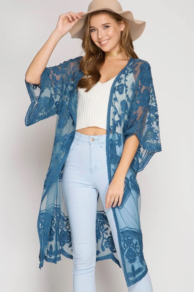 Hollow Out Lace Kimono Cover Up | Dress In Beauty