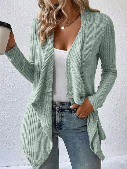 Cardigan Sweaters for Women Waterfall Open Front Long Sleeve Solid Color Fall Winter Coat Casual