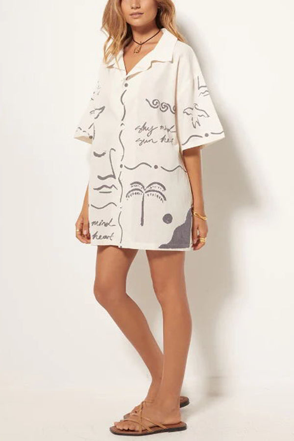 Free and True Linen Blend Hand-painted Print Blouse and Pocketed Shorts Set - Seldom Seen Styles
