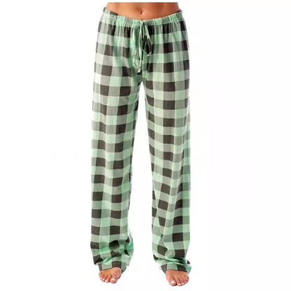 Women's Plaid Pyjama Bottoms Fleece Checked Pjs Pants Soft Drawstring Lounge Sleepwear for Ladies Women Sleep Bottoms for Fall & Winter
