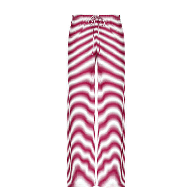 Women's Striped Print Pants, Pants for Women, Chic Casual Fitted Comfy Trousers for Everyday Daily Wear, Suitable for Regular Wear, Fall Ladies Bottoms, Downtown Girl Clothes, Fit Trousers for Women, Striped Pants, Going Out Bottoms, Womenswear - Seldom Seen Styles