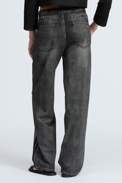 Womens Wash Vertical Pattern Casual Sweatpant Jean