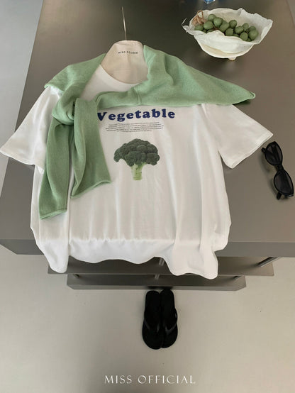 T-shirt imprimé graphique fruits et légumes d'été – T-shirt décontracté grande taille à motif mignon