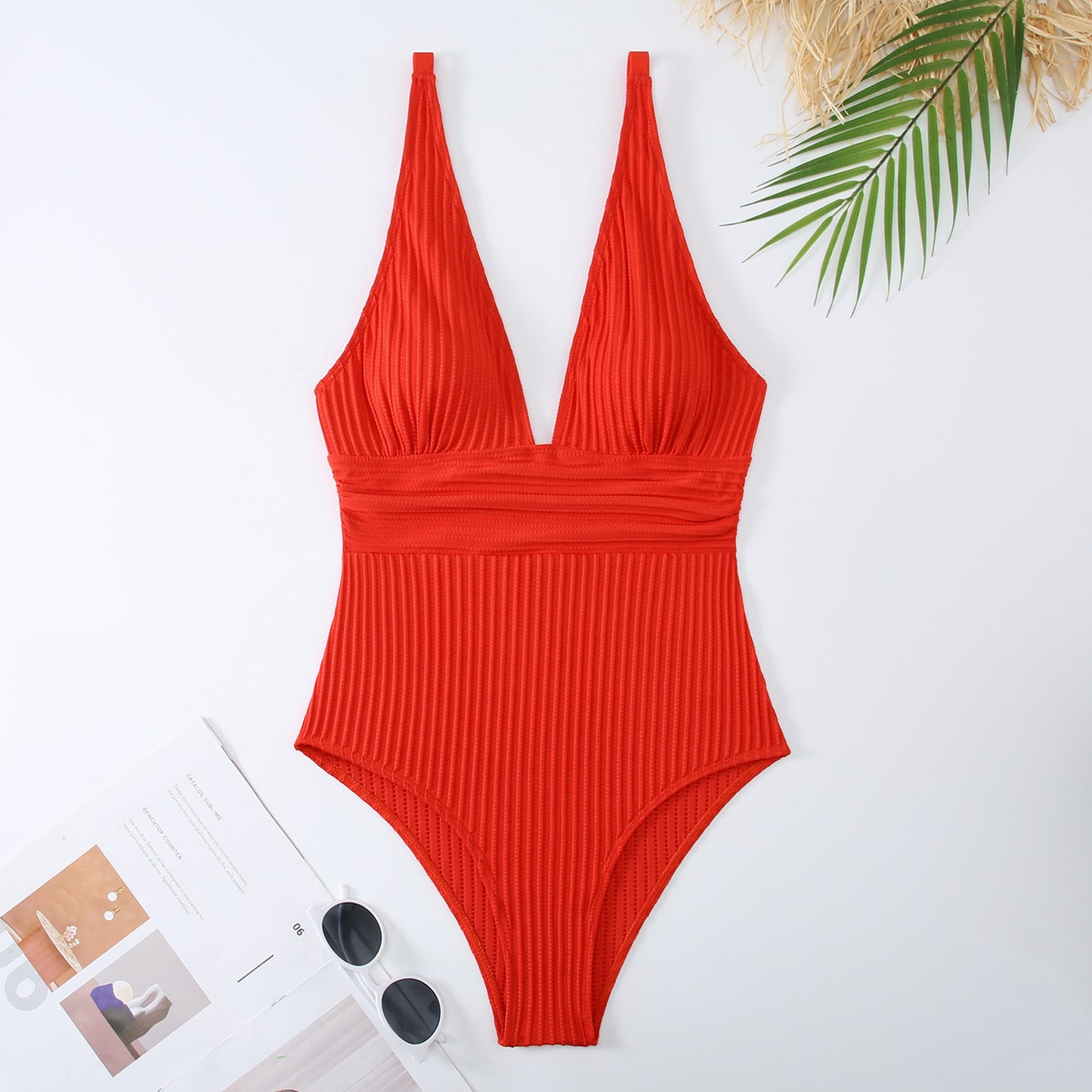 swimwear for big busts plus wear swimwear  Solid Color V Strappy Swimsuit  Backless Tummy Control Slimming Swimwear for Women - Seldom Seen Styles