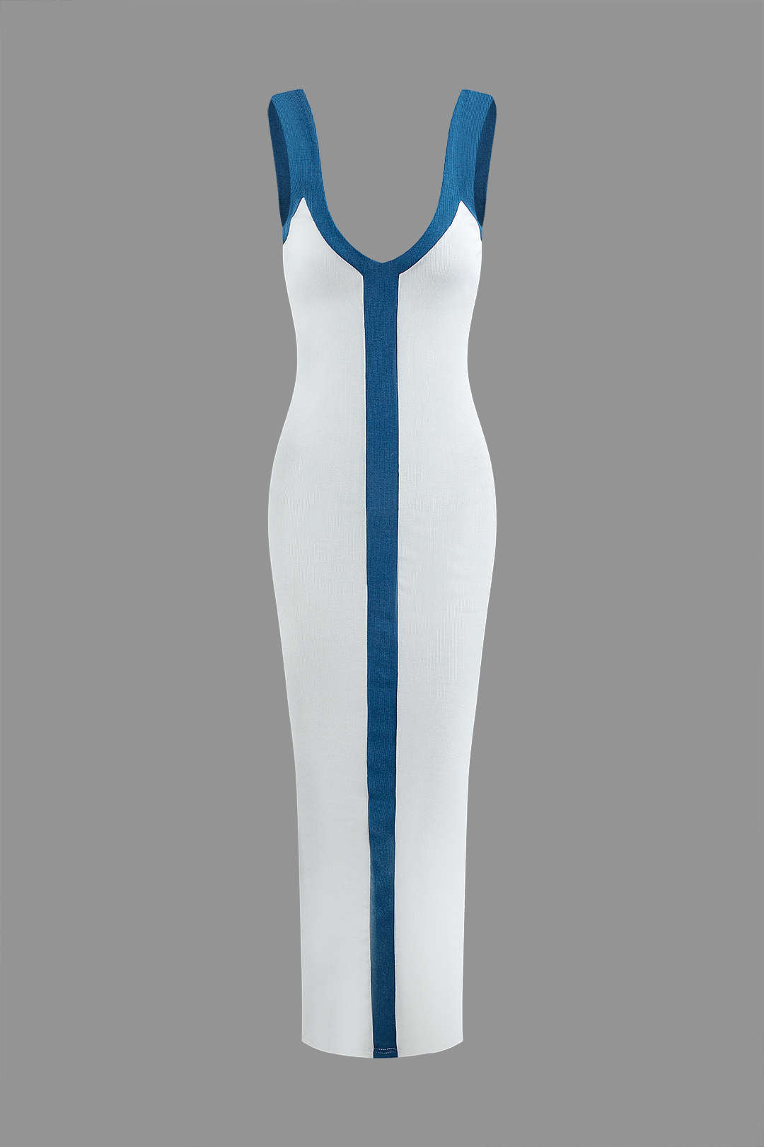 Colorblock V-neck Ribbed Split Maxi Dress - Seldom Seen Styles