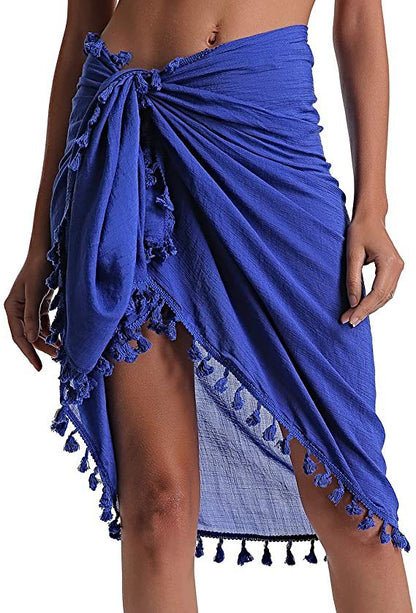 Women Beach Sarong Wraps with Tassels Swimsuit Coverup Summer Bathing Suit Cover Up Casual Swimwear