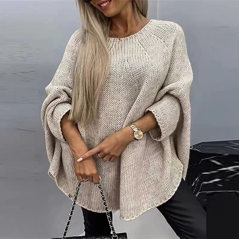 2024Amazon Autumn and Winter New Europe and America Cross Border Sweater Women's Cape Poncho Fashionable Knitted Shawl Sweater