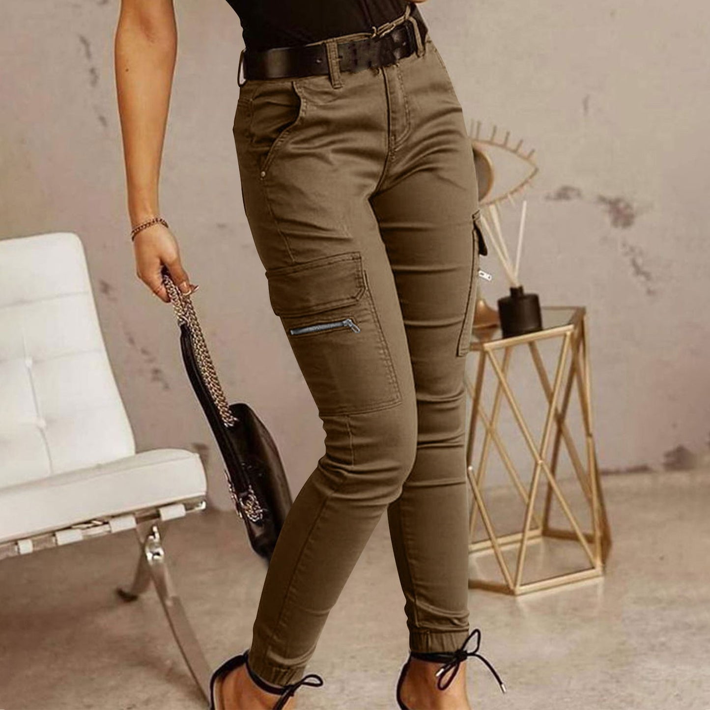 Women's Stretchy Tactical Cargo Pants High Waisted Casual Joggers Plus Size Skinny Trousers Cargo Pants with 6 Pockets - Seldom Seen Styles