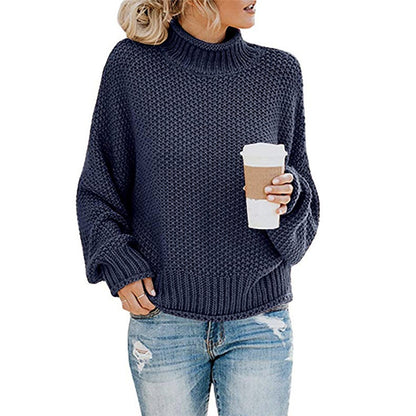 Thick Thread Turtleneck Pullover Women Autumn Winter New Knitwear   Women's Clothing