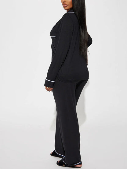Modal Pajama Set, Long Sleeve Button Down Shirt and Pajama Pants, Sleepwear for Women