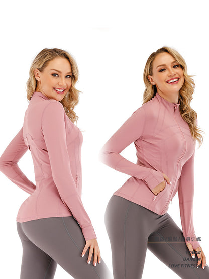 Yoga Clothes Autumn and Winter uarun Sports Jacket Women's Slim Stretch Zipper Running Yoga Fitness Long-Sleeved Upper Garment