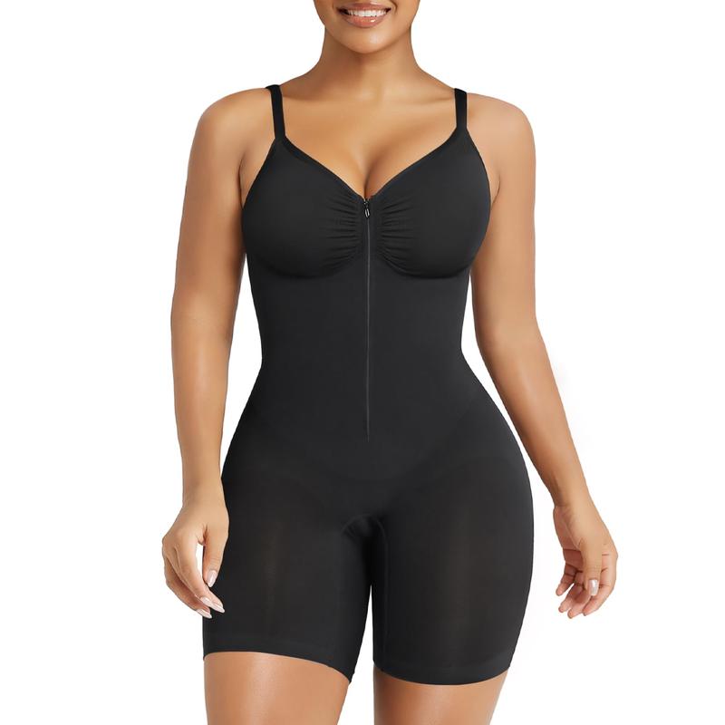SHAPERX Shapewear for Women Tummy Control Bodysuits Zip-Up Comfort Ultra Stretch Fabric Customizable Fit Breathable Mesh Design Comfortable Fit